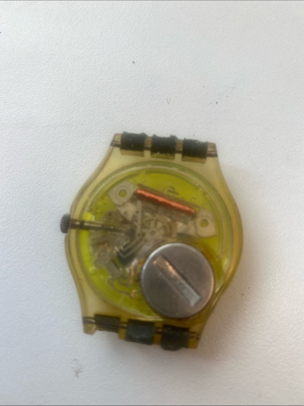 Vintage Swatch Neon Yellow-Green Transparent Skeleton Watch. - Picture 2 of 2
